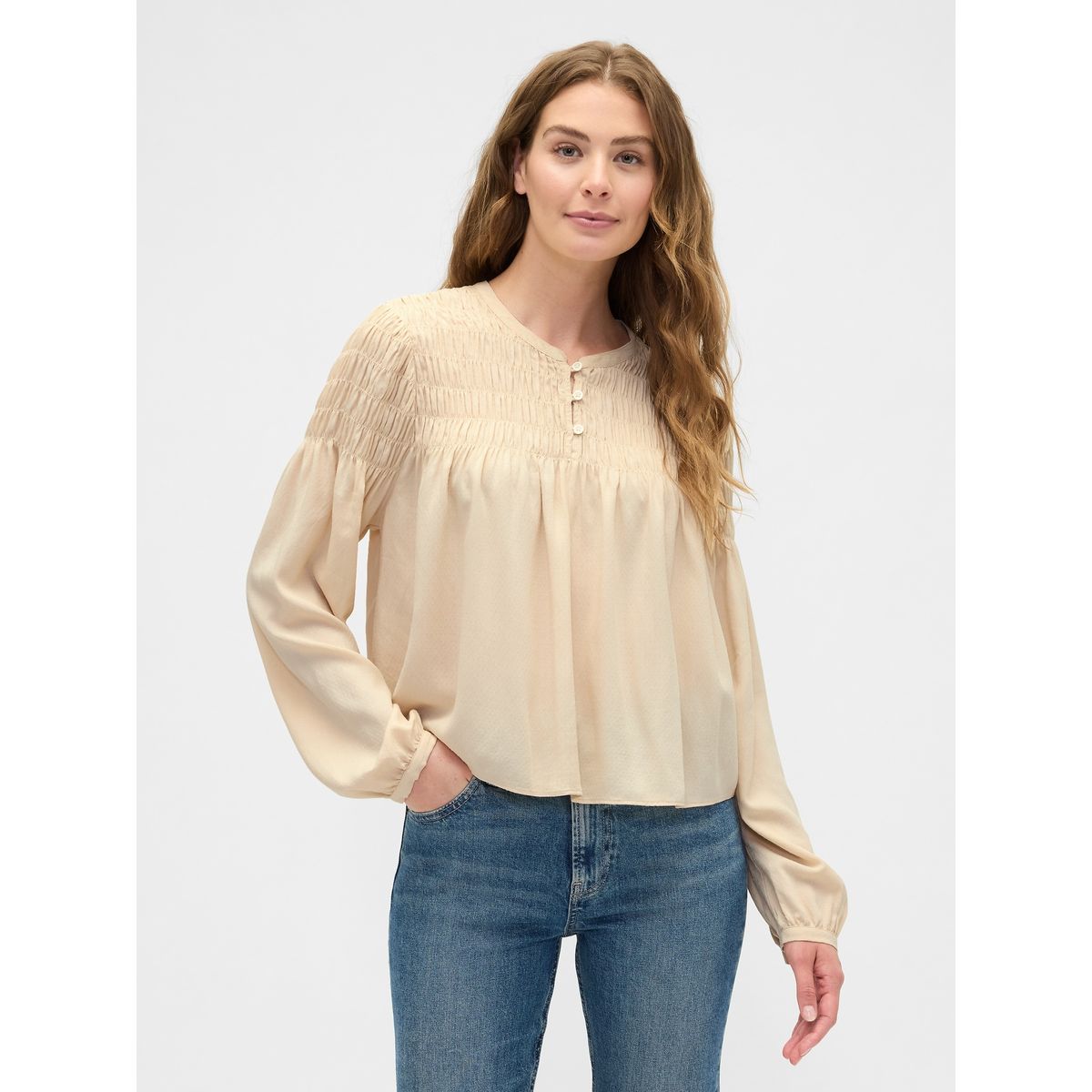 GAP - Blusa Mujer Manga Larga Blanco Gap