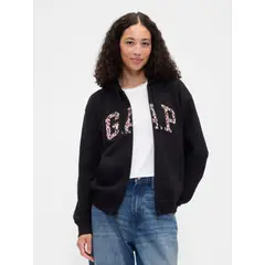 GAP - Polerón Mujer Con Gorro Con Cierre Logo Negro