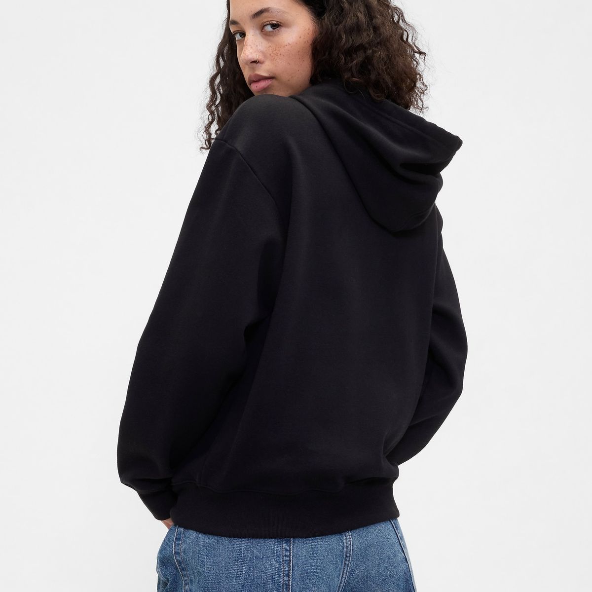 GAP - Polerón Mujer Con Gorro Con Cierre Logo Negro Gap