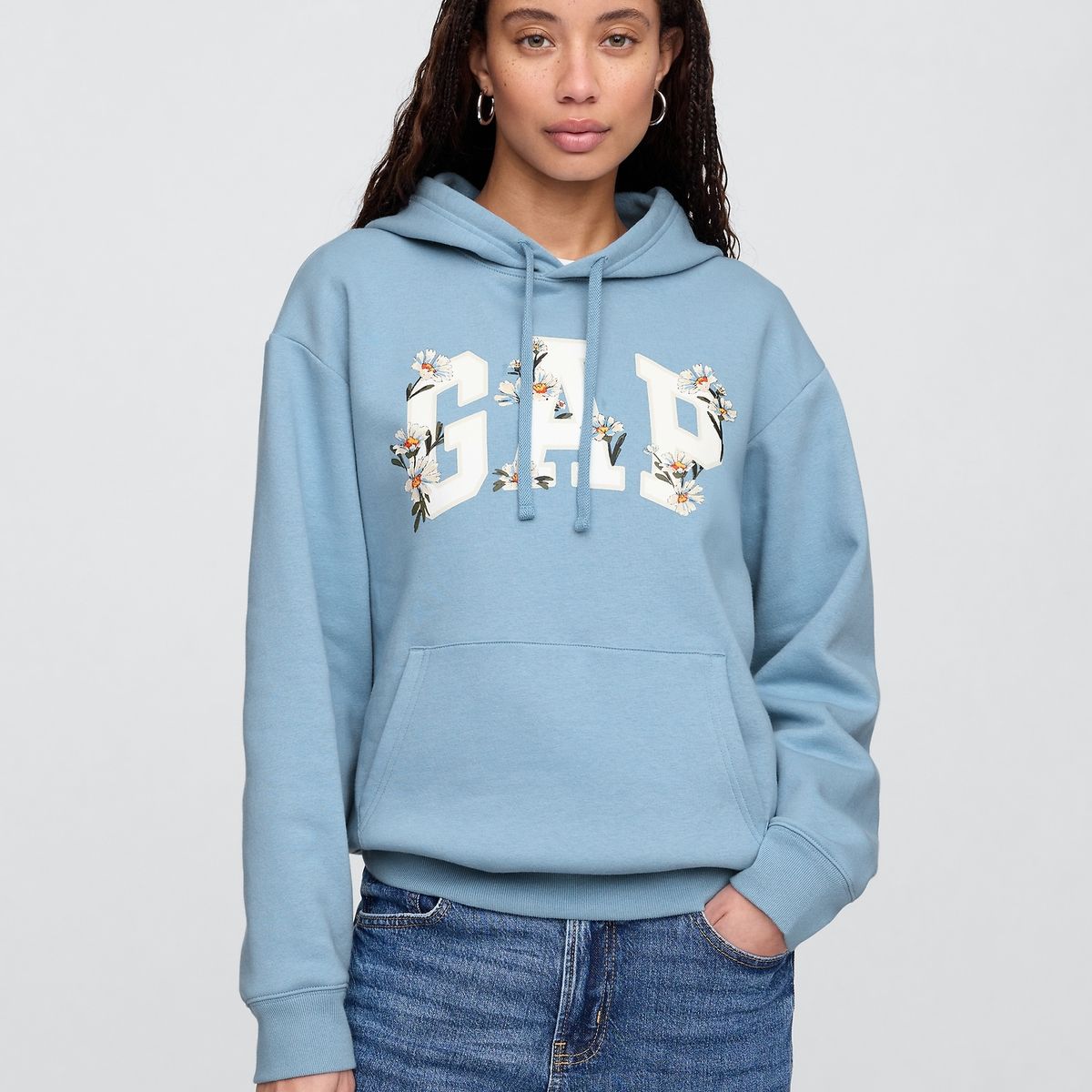 GAP - Polerón Mujer Con Gorro Sin Cierre Logo Azul Gap