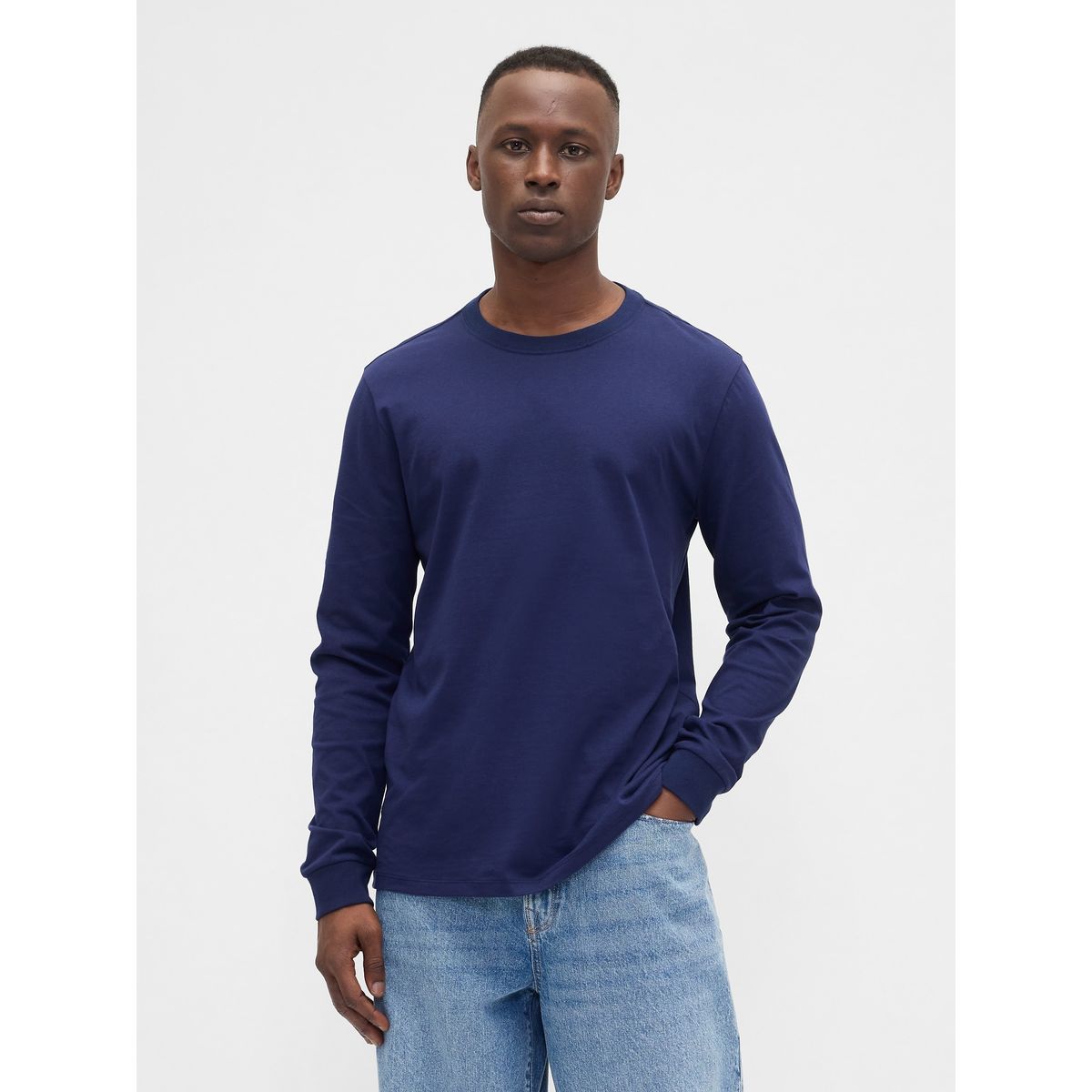 GAP - Polera Hombre Manga Larga Crew Azul Gap