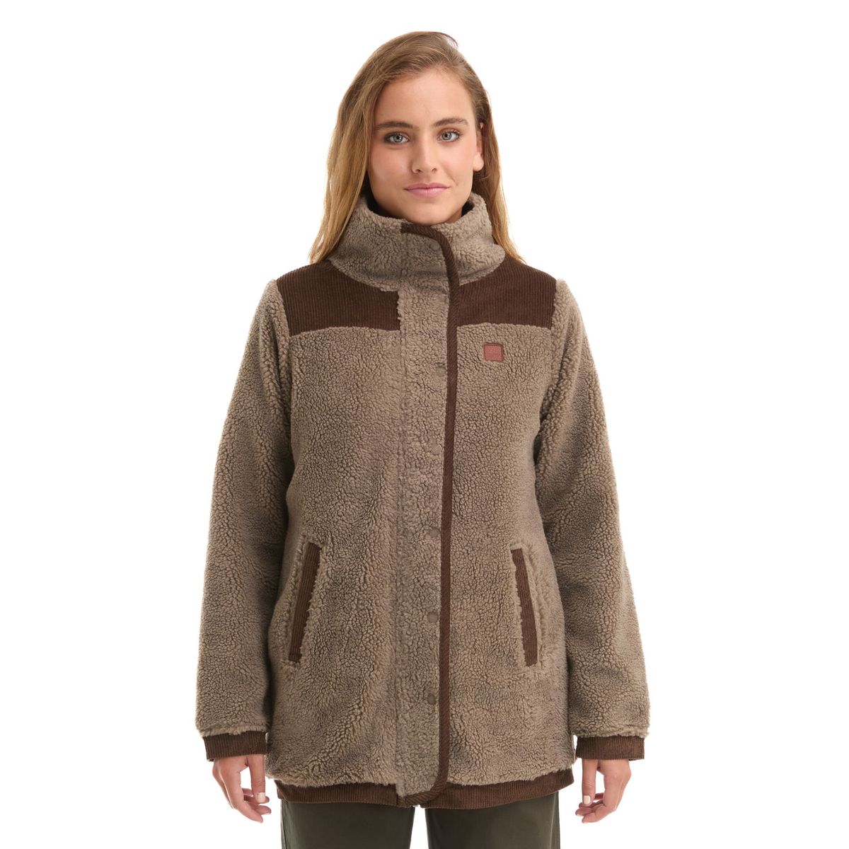 PANAMA JACK - Chaqueta Mujer Sherpa Polar Jaspeado Marrón claro Panama Jack