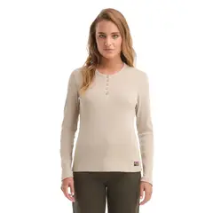 PANAMA JACK - Polera Mujer Manga Larga Rib Jaspeado Beige