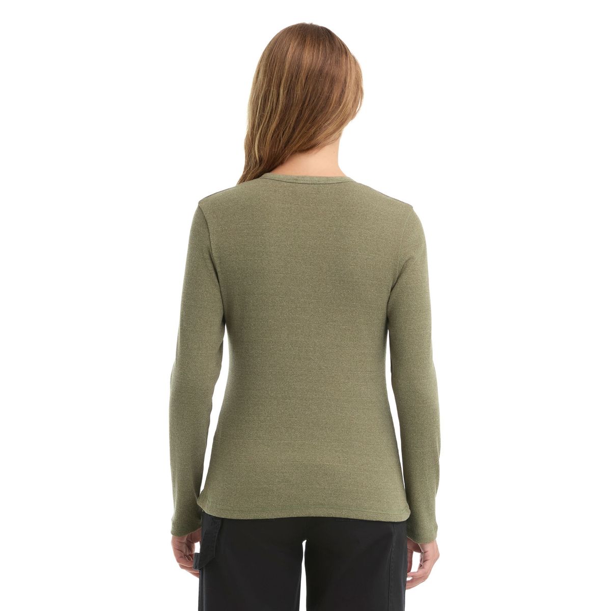 PANAMA JACK - Polera Mujer Manga Larga Rib Jaspeado Verde Panama Jack