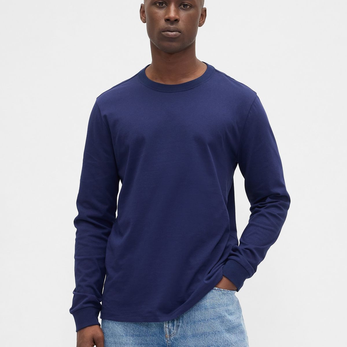 GAP - Polera Hombre Manga Larga Crew Azul Gap