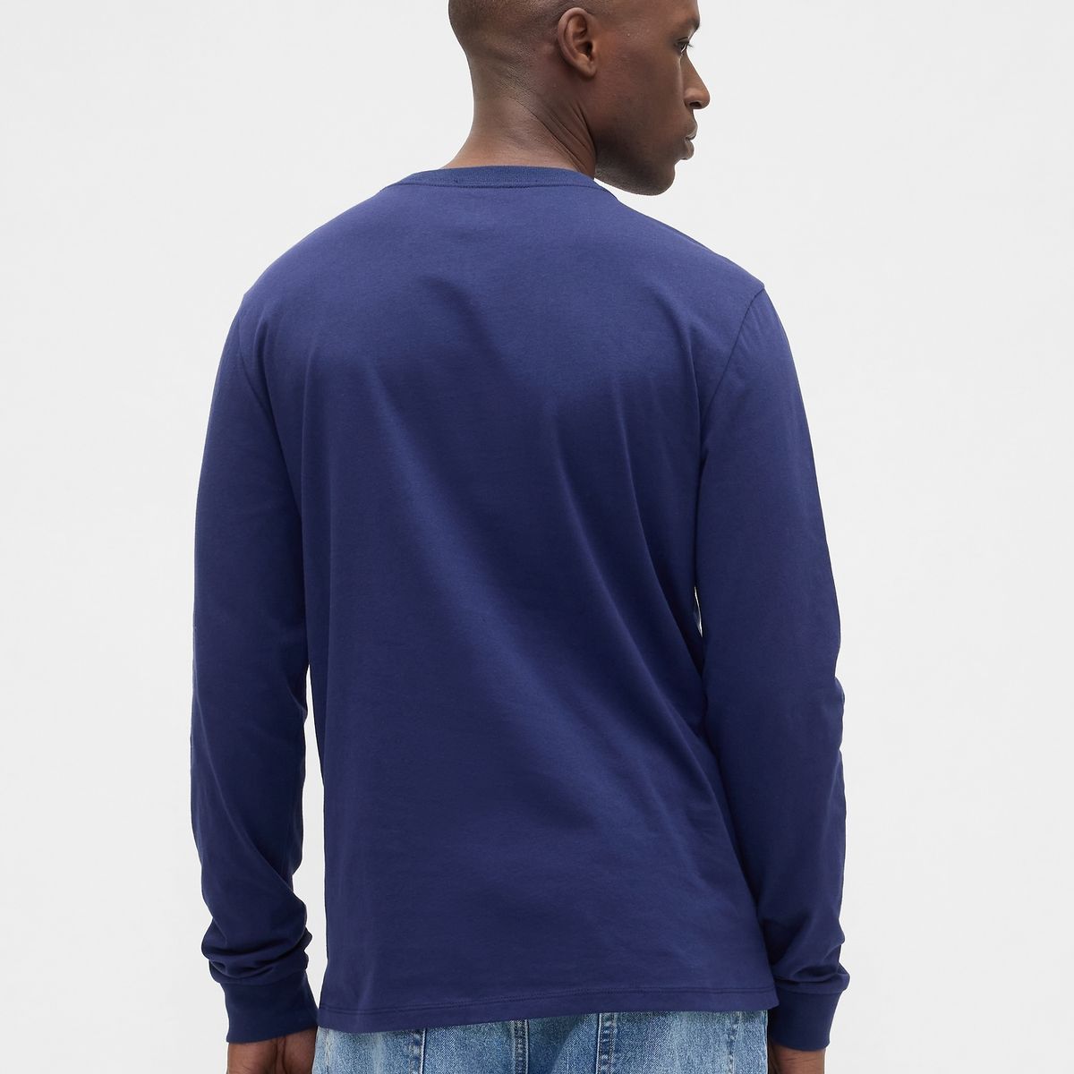 GAP - Polera Hombre Manga Larga Crew Azul Gap