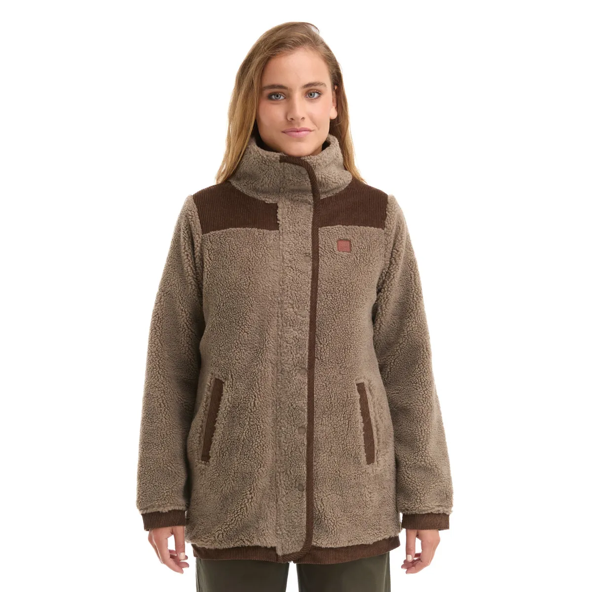 PANAMA JACK - Chaqueta Mujer Sherpa Polar Jaspeado Marrón claro Panama Jack