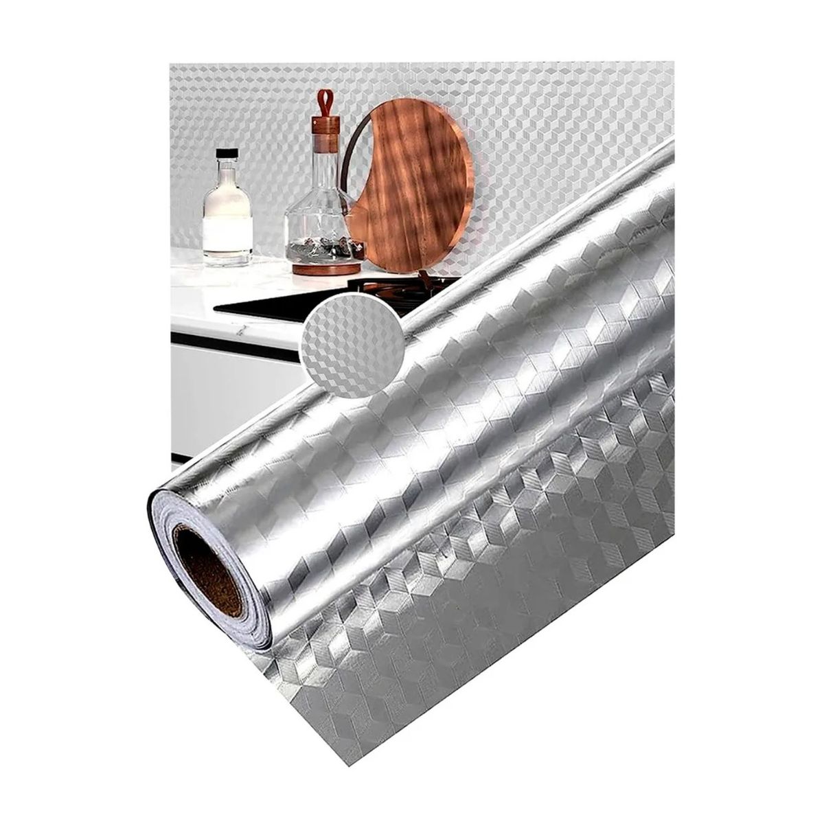 GENERICO - Papel Aluminio Autoadhesivo Cocina Pared Muro 10mts X 60cm Plateado