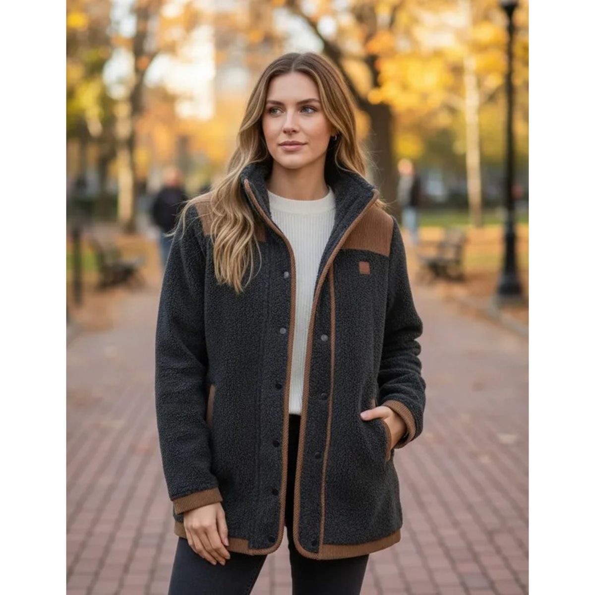 PANAMA JACK - Chaqueta Mujer Sherpa Polar Jaspeado Negro Panama Jack