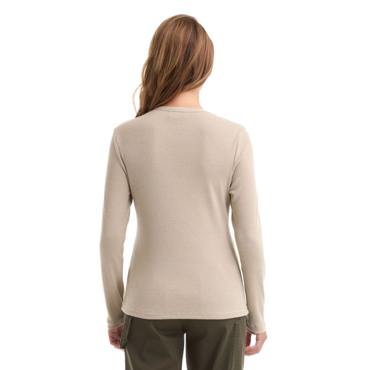 PANAMA JACK - Polera Mujer Manga Larga Rib Jaspeado Beige Panama Jack