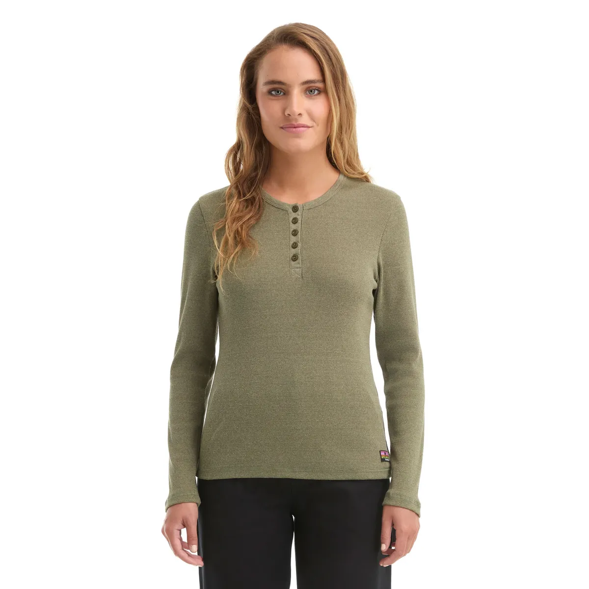 PANAMA JACK - Polera Mujer Manga Larga Rib Jaspeado Verde Panama Jack