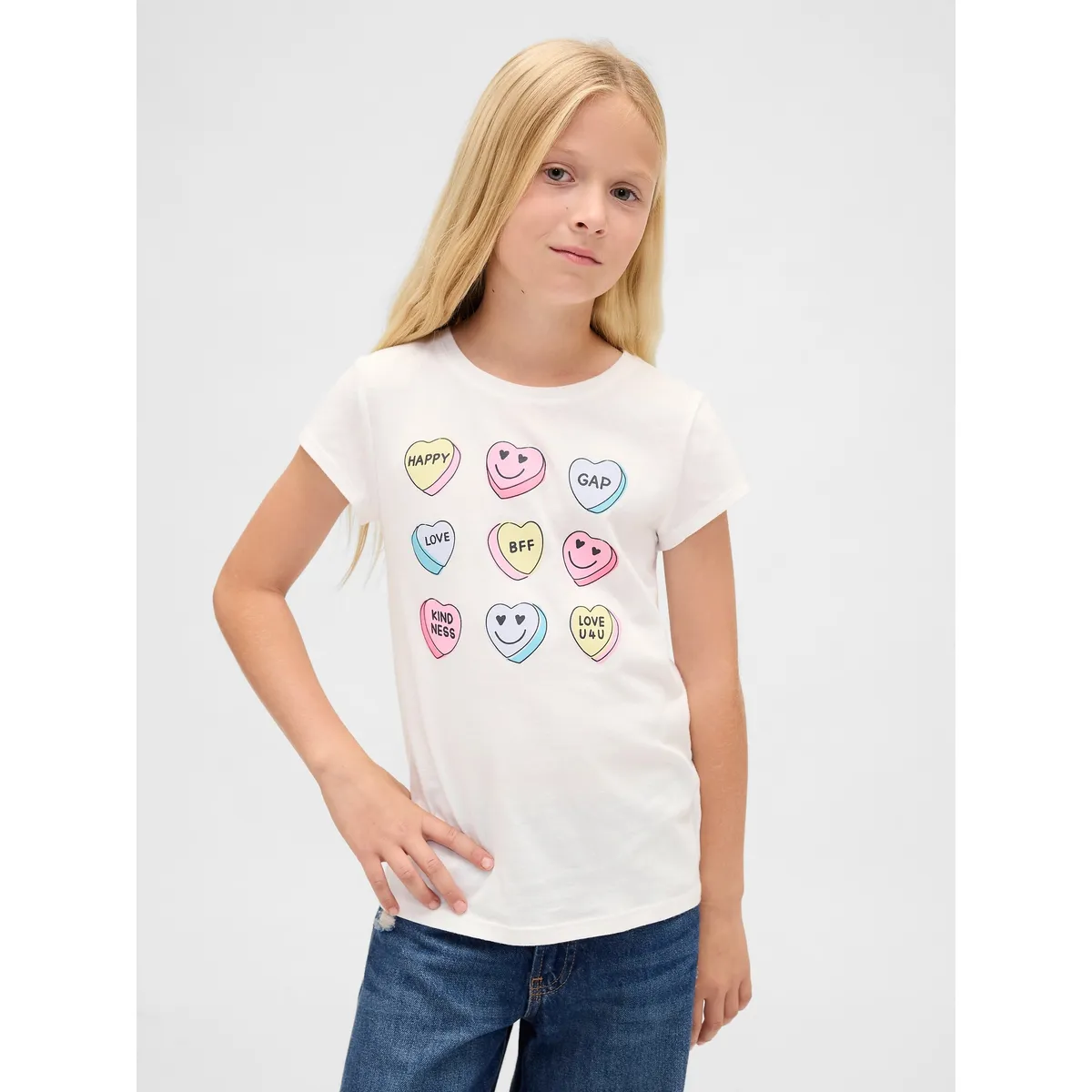 GAP - Polera Niña Manga Corta Blanco Gap