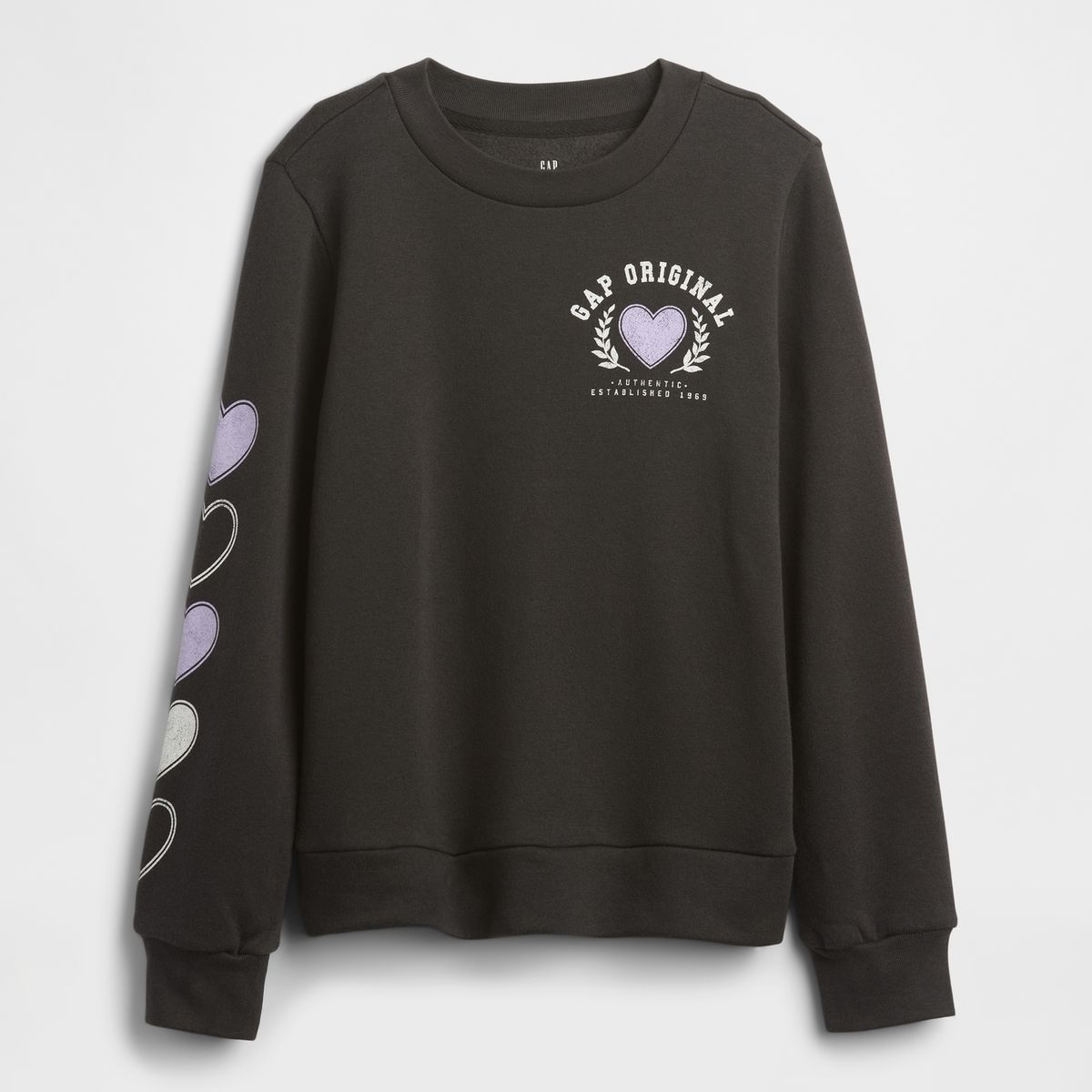 GAP - Polerón Niña Sin Gorro Sin Cierre Logo Crew Negro Gap