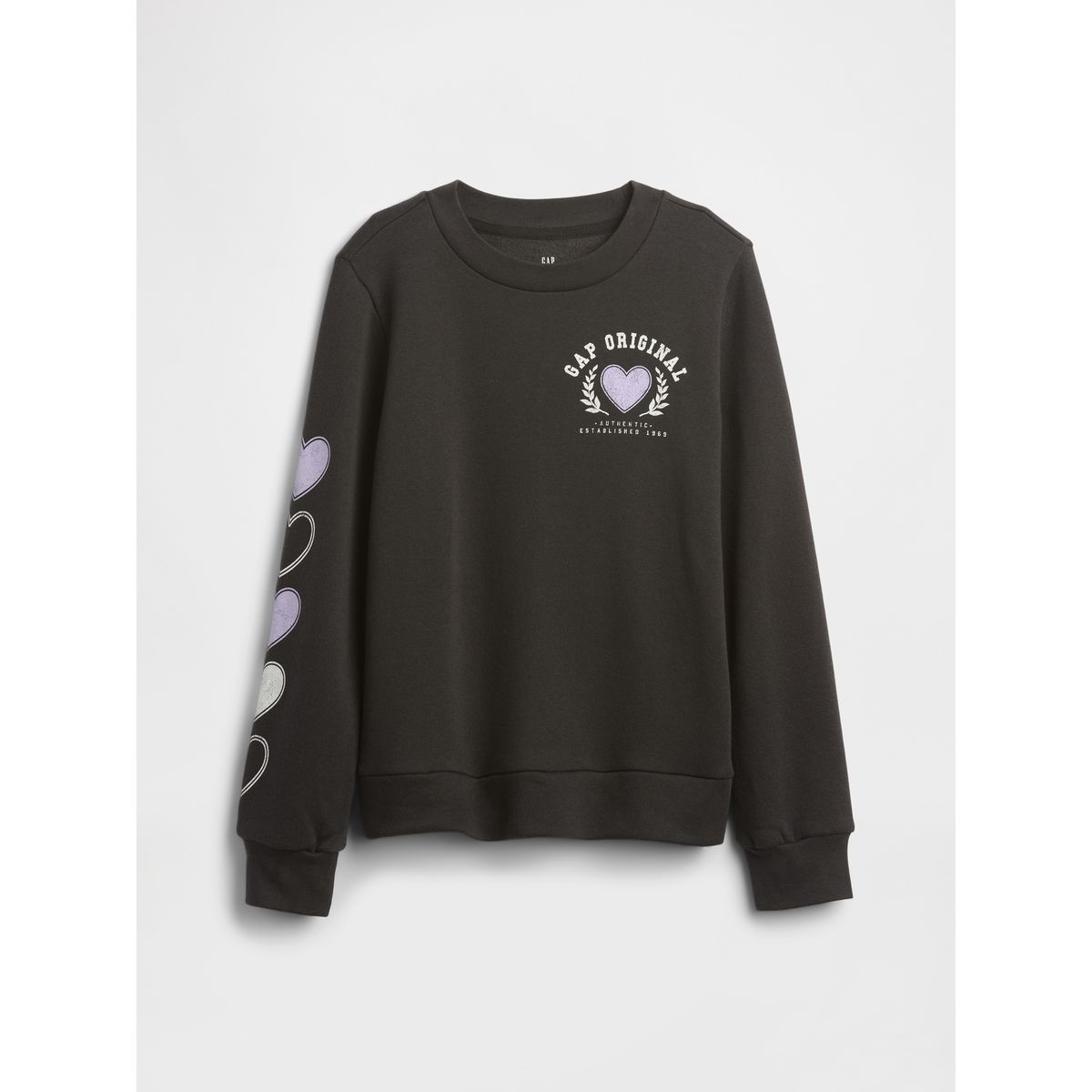 GAP - Polerón Niña Sin Gorro Sin Cierre Logo Crew Negro Gap