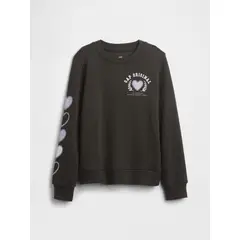 GAP - Polerón Niña Sin Gorro Sin Cierre Logo Crew Negro