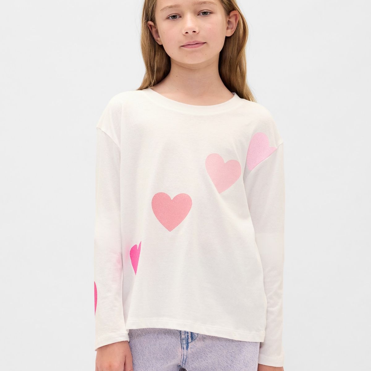 GAP - Polera Niña Gap Manga Larga Graficas Blanco