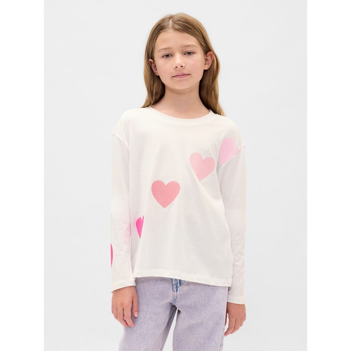 GAP - Polera Niña Gap Manga Larga Graficas Blanco