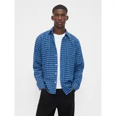 GAP - Camisa Hombre Manga Larga Oxford Azul