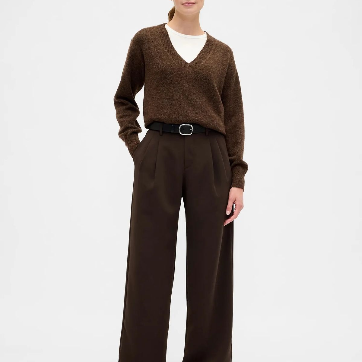 GAP - Pantalón Mujer Trousers Café Gap