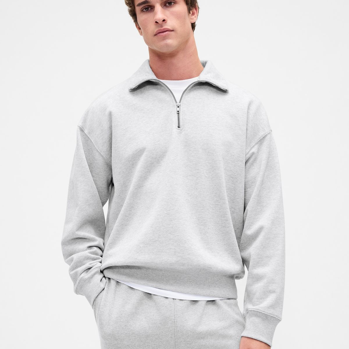 GAP - Polerón Hombre Half Zip Gris Gap