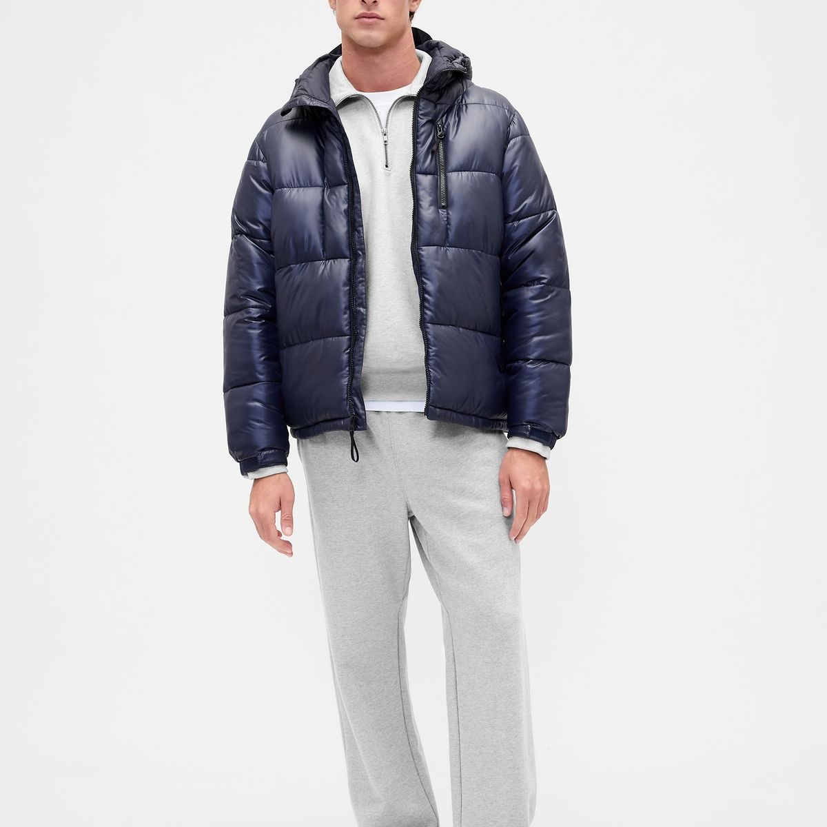GAP - Polerón Hombre Half Zip Gris Gap