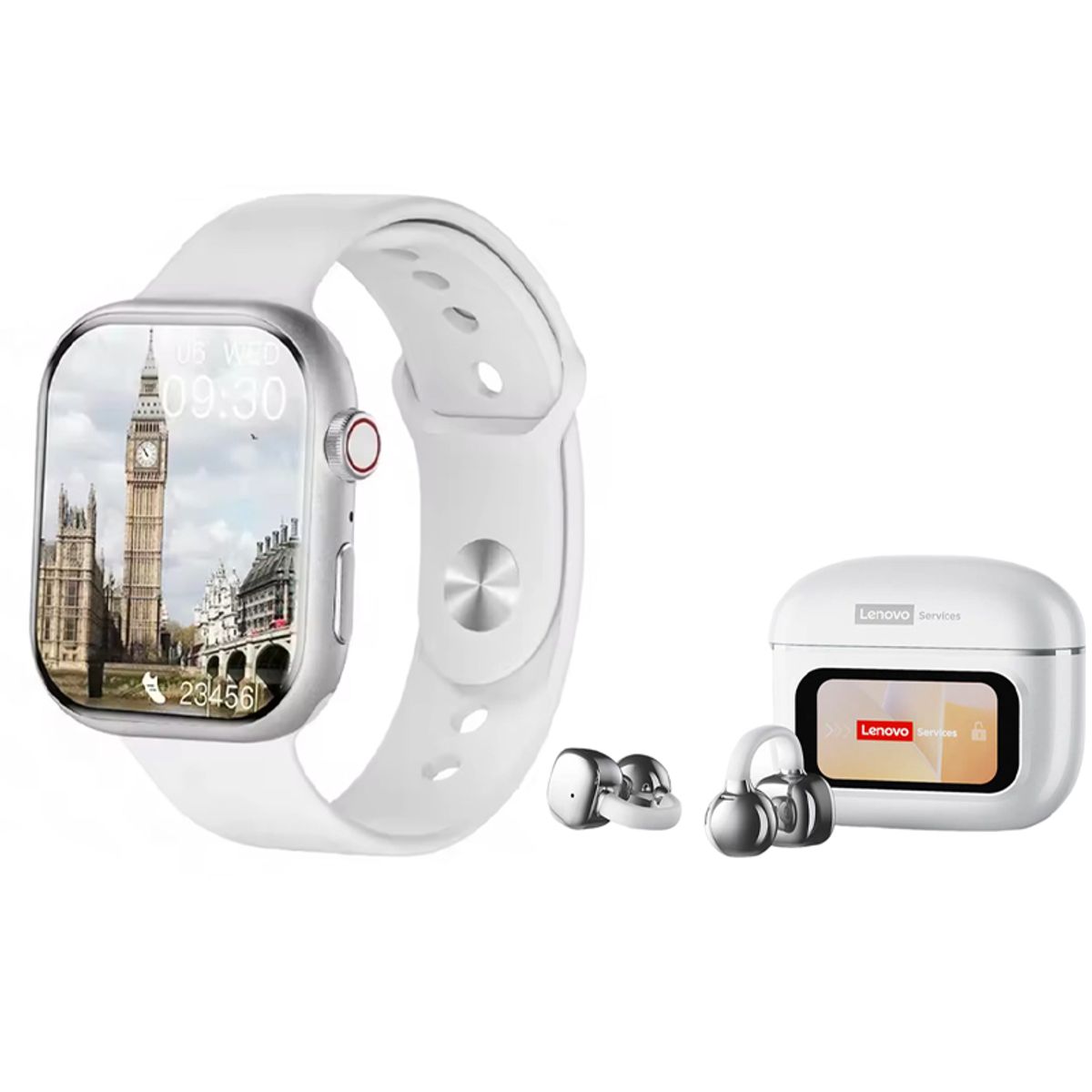 LENOVO - Audífonos Lenovo RS107 White Bluetooth y S10 W Reloj inteligente