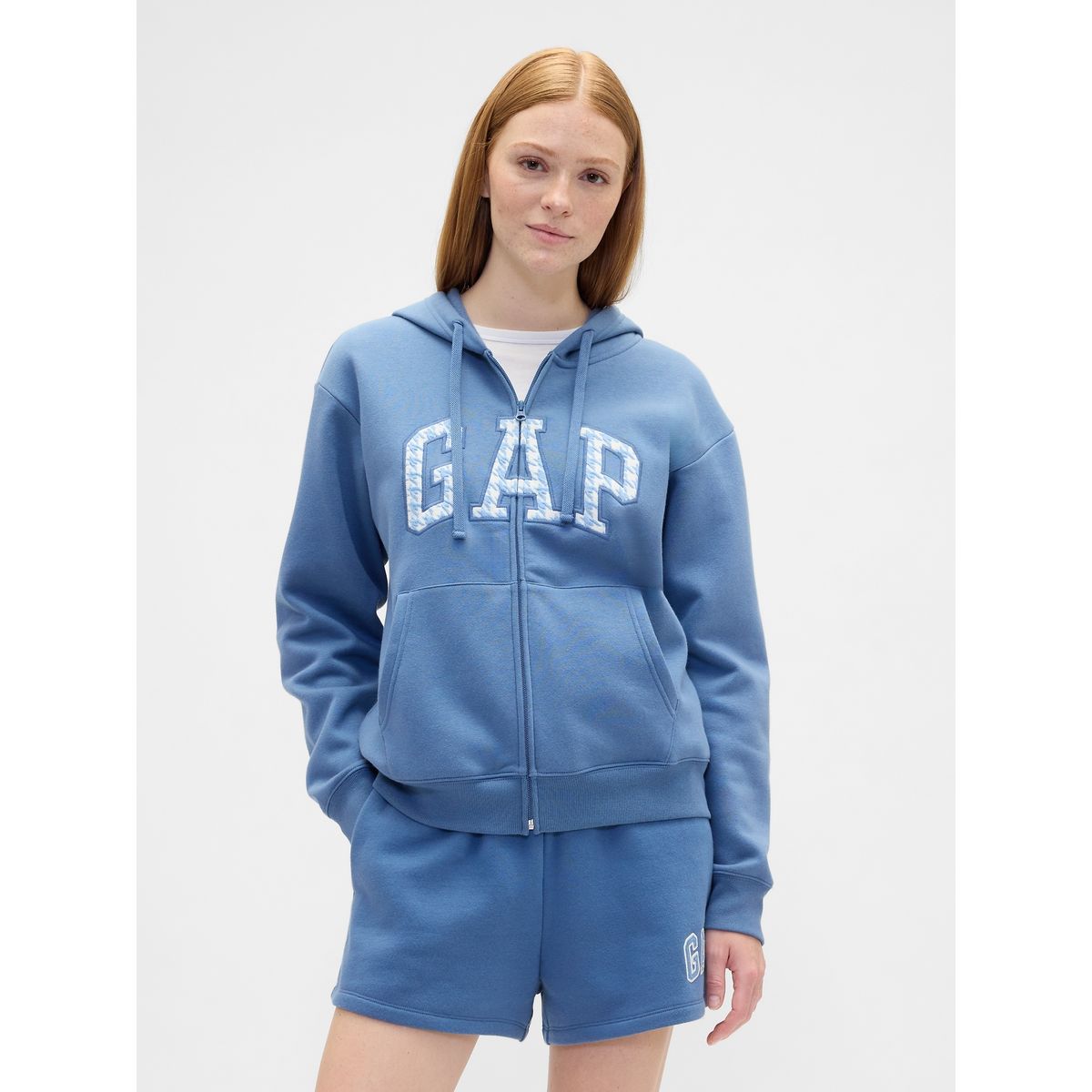 GAP - Polerón Mujer Con Gorro Con Cierre Logo Azul Gap
