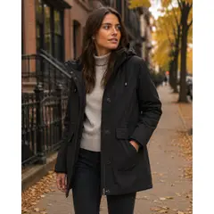 PANAMA JACK - Chaqueta Mujer Twill Polar con Gorro Negro