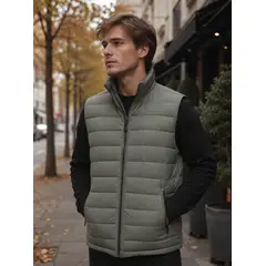 PANAMA JACK - Parka Hombre Sin Manga Liviana Acolchada Verde