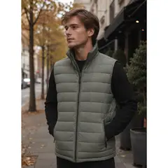 PANAMA JACK - Parka Hombre Sin Manga Liviana Acolchada Verde