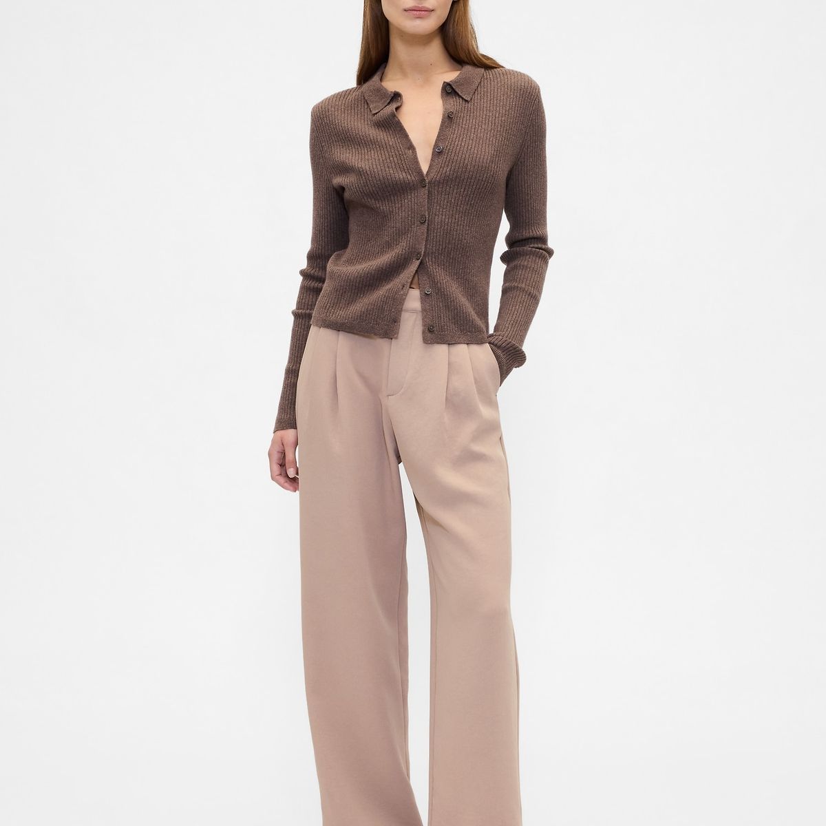 GAP - Pantalón Mujer Trousers Café Gap