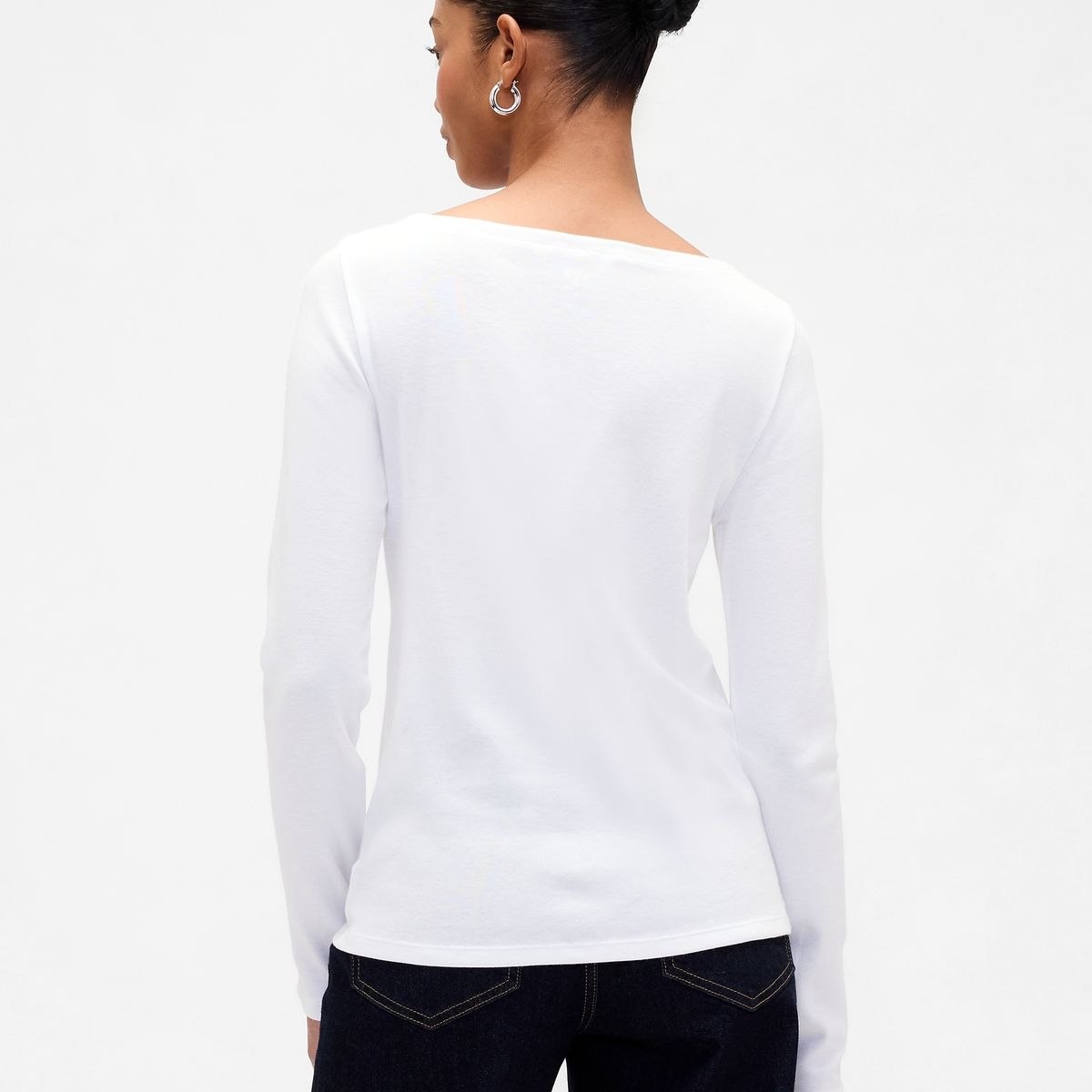 GAP - Polera Mujer Gap Manga Larga Boatneck Blanco