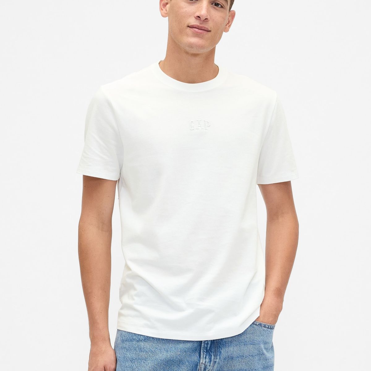 GAP - Polera Hombre Manga Corta Logo Blanco Gap