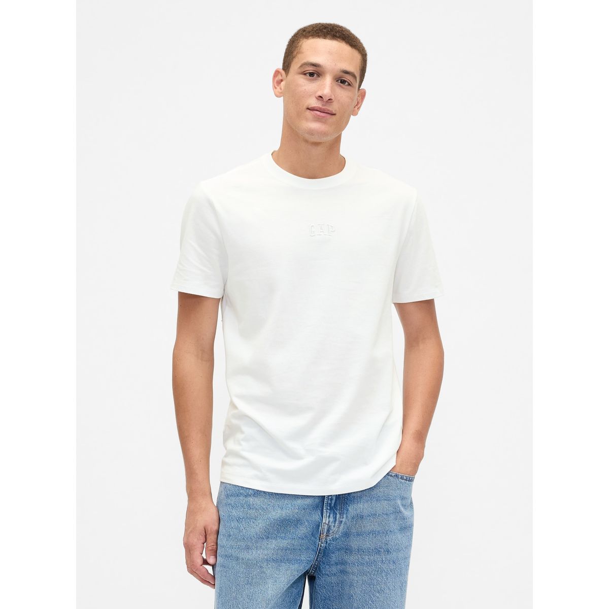 GAP - Polera Hombre Manga Corta Logo Blanco Gap