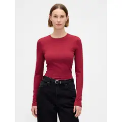 GAP - Polera Mujer Manga Larga Rojo