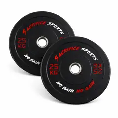 GENERICO - Discos Crumb Bumper Deluxe Sacrifice Sports Par de 25 Kg