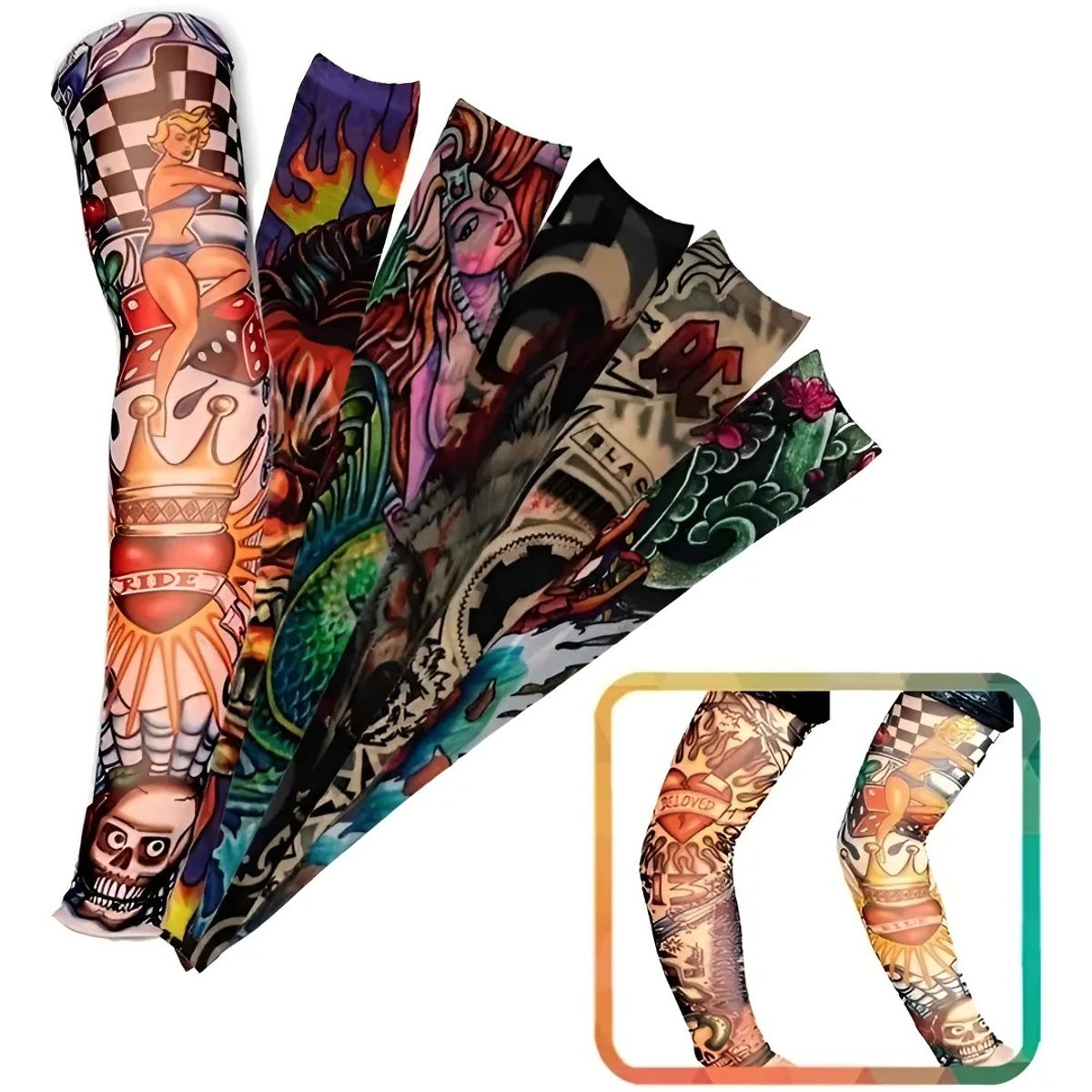 GENERICO - Mangas De Brazos Protectoras Sol Mangas Tatuaje Uv ciclismo moto