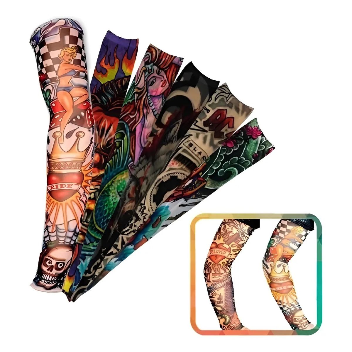 GENERICO - Mangas De Brazos Protectoras Sol Mangas Tatuaje Uv ciclismo moto