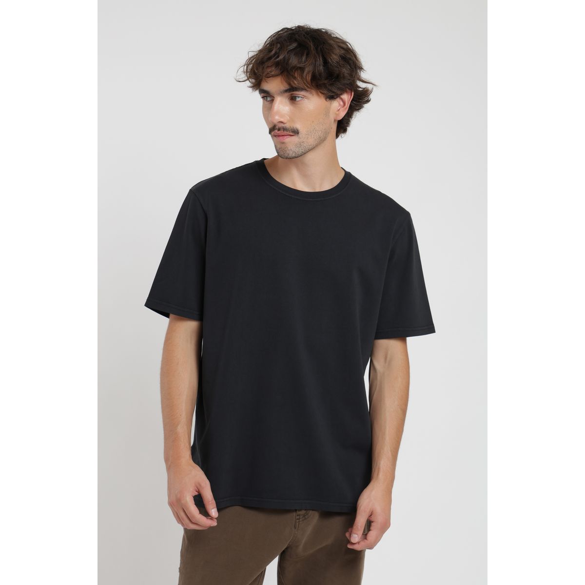FROENS - Polera hombre manga corta Plain Heavyweight negro Froens
