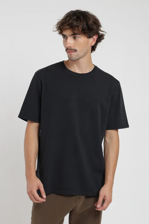 Polera hombre manga corta Plain Heavyweight negro Negro XS