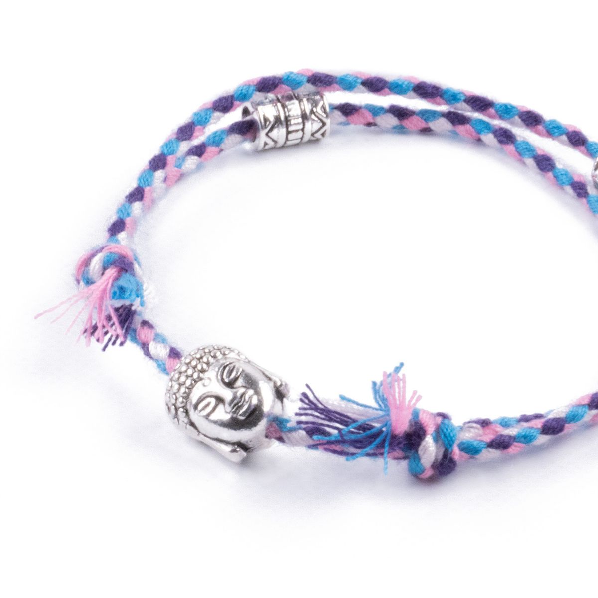TRIBALLE - Pulsera Multicolor Étnica Cabeza de Buda Morado