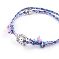 TRIBALLE - Pulsera Multicolor Étnica Cabeza de Buda Morado