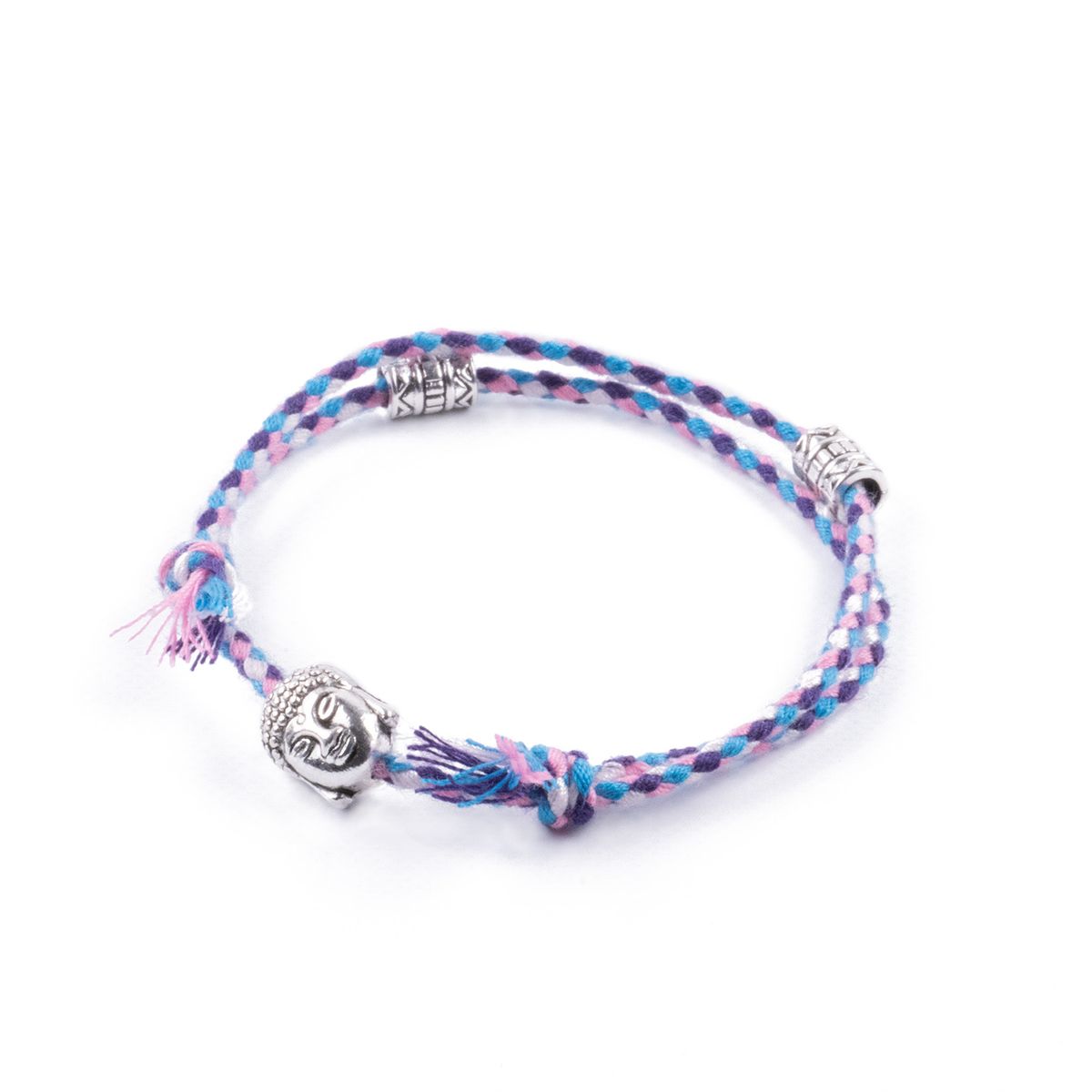 TRIBALLE - Pulsera Multicolor Étnica Cabeza de Buda Morado