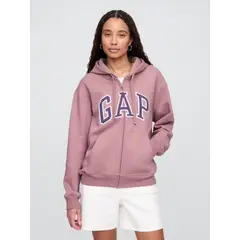 GAP - Polerón Mujer Con Gorro Con Cierre Logo Morado
