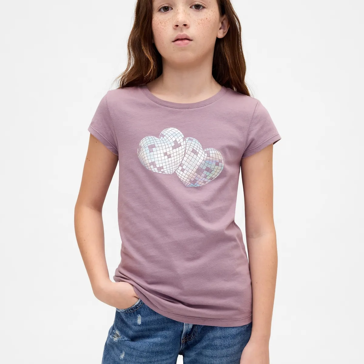 GAP - Polera Niña Gap Manga Corta Morado