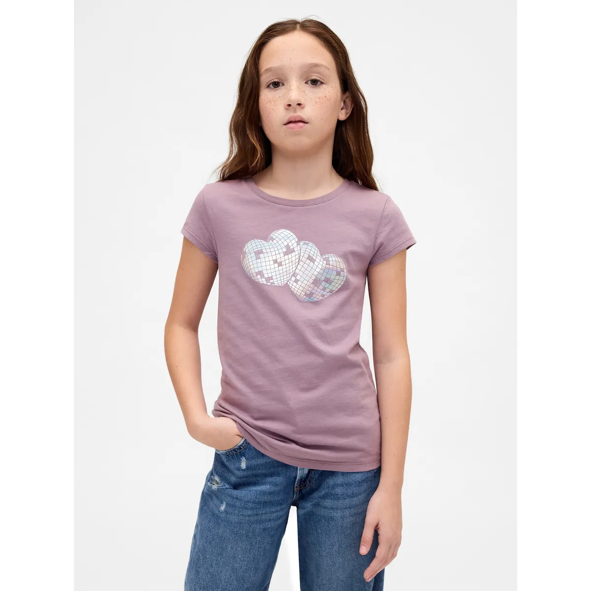 GAP - Polera Niña Gap Manga Corta Morado