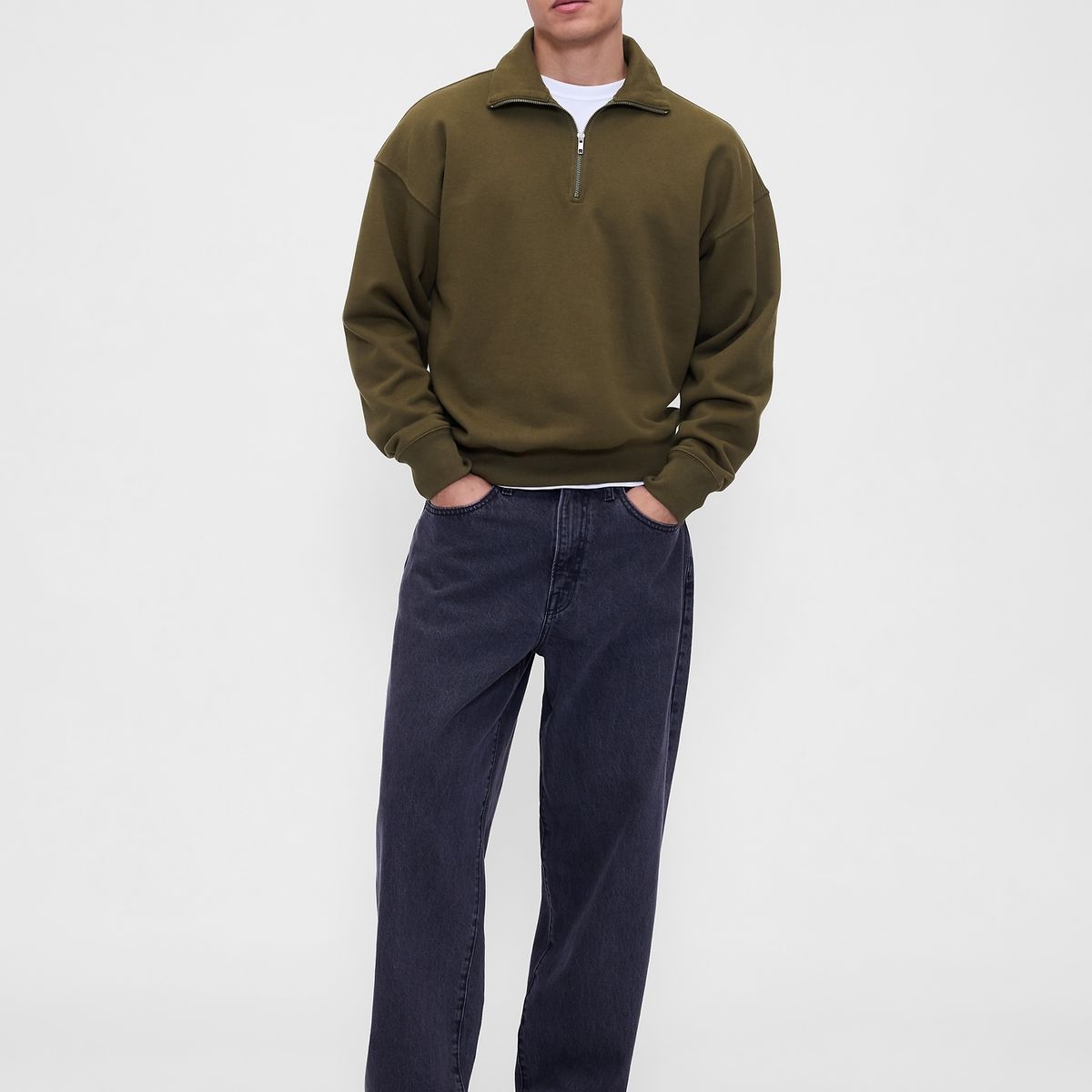 GAP - Polerón Hombre Gap Half Zip Verde