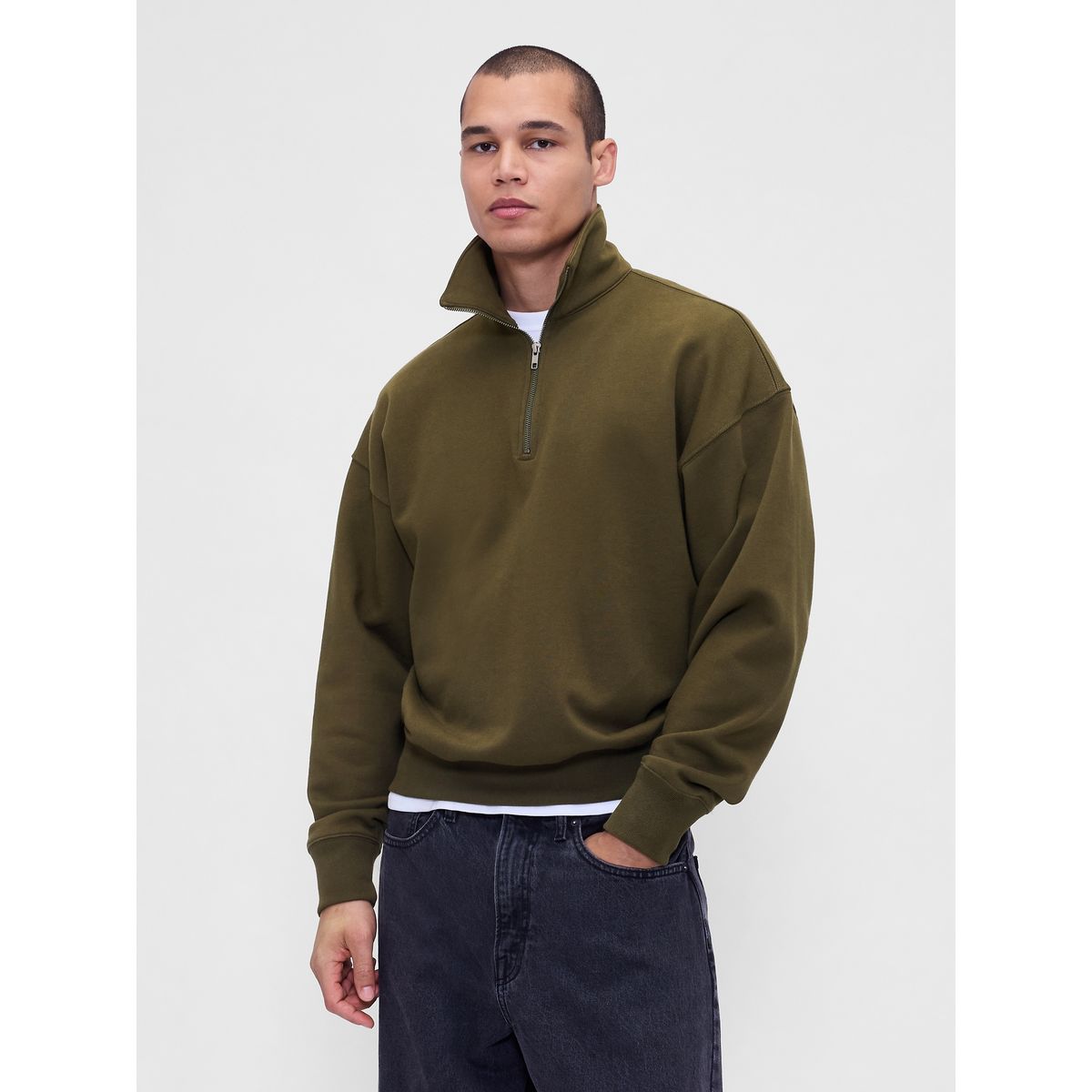 GAP - Polerón Hombre Gap Half Zip Verde