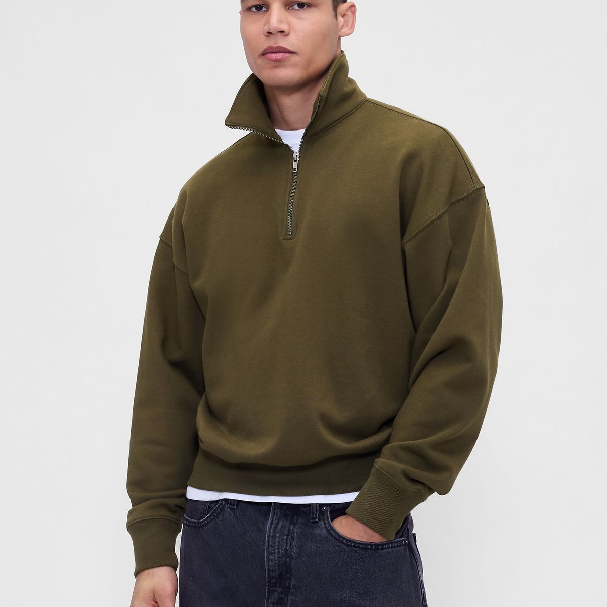 GAP - Polerón Hombre Gap Half Zip Verde
