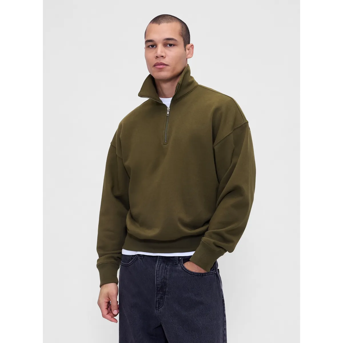 GAP - Polerón Hombre Gap Half Zip Verde
